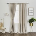 thumbnail image 2 of LUXUR Window Curtain Panel Drapes Treatments Boho Grid Curtains Rod Pocket Bohemian Long Light Filtering Linen Textured Home Decor 2#Coffee W:54"x H:63"/137cm*160cm, 2 of 8