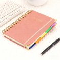 thumbnail image 2 of Notebook with Dividers, 5.7x8.3 inch Personalized Notebook, Pink Notebook, Spiral Design, for 5 Subjects, Striped, 300 Page, for Note-taking, 2 of 9