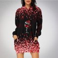 thumbnail image 1 of Jsaierl Robe à Capuche de Noël pour Femmes à Manches Longues, Tunique à Capuche à Imprimé Verre de Noël, Chandail de Noël, Robe de Fête avec Poches, 1 of 4