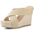 thumbnail image 1 of BLISSFUL STEP Women's Linen Platform Slide Wedge Open Toe Sandals, 1 of 6
