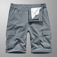 thumbnail image 1 of Mens Shorts Men Casual Solid Zipper Button Pockets Elastic Waist Cropped Cargo Shorts, 1 of 1