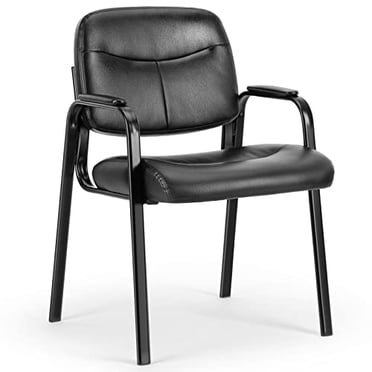 OLIXIS Guest Reception Chair - Waiting Room Chair with Fixed PU Leather Padded Armrest, Clinic Chairs with Lumbar Support,Office Desk Chairs Without Wheels for Restaurant, Library, Barber