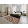 thumbnail image 4 of Ahgly Tapis Rond Abstrait Marron Rouge pour Intérieur, 7 Pieds Rond, 4 of 6