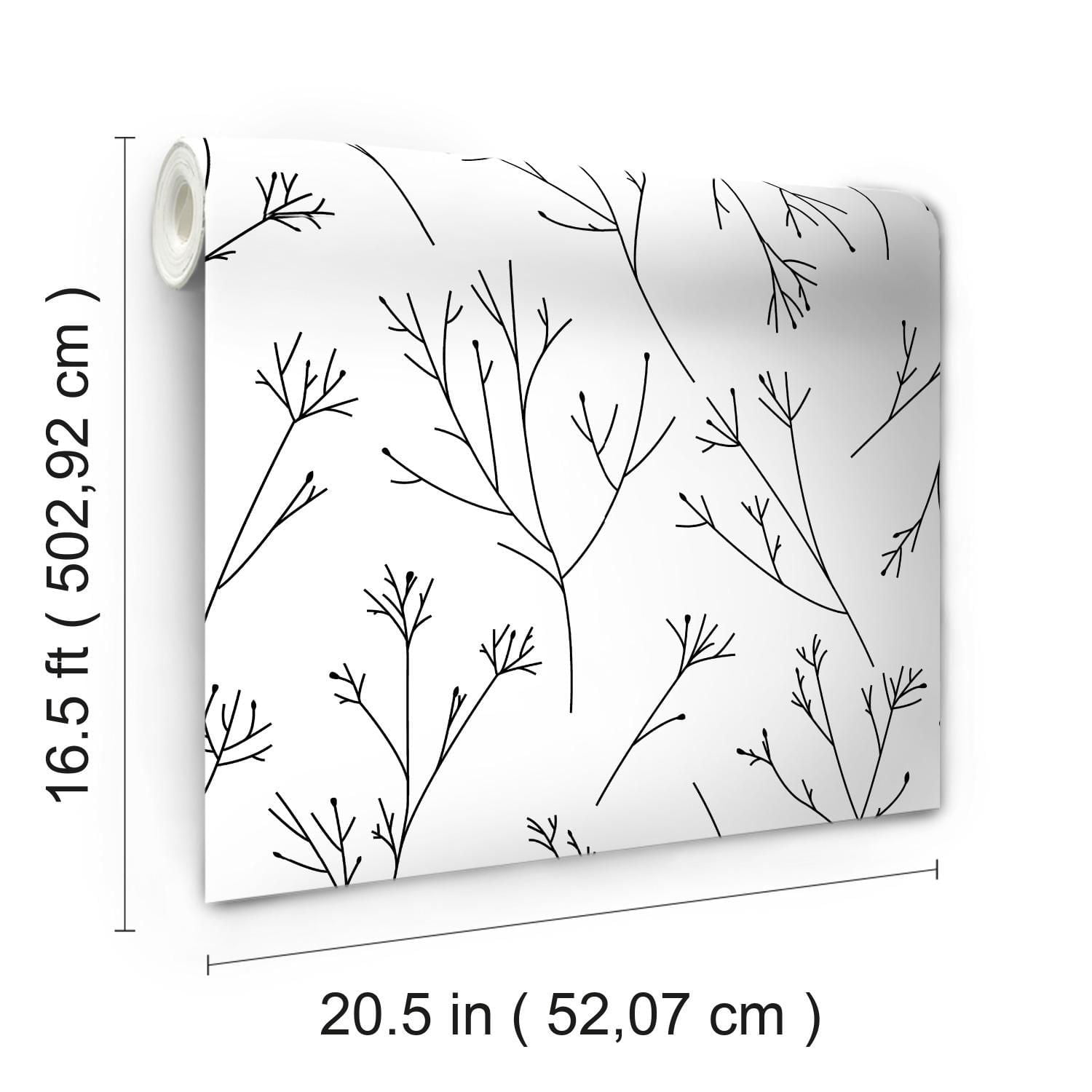 Roommates Black Twigs Peel & Stick Wallpaper