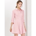 thumbnail image 2 of INSPIRE CHIC Robe-Chemise Patineuse en Coton pour Femmes à Col, Manches 3/4, Boutonnée, 2 of 2