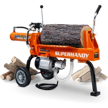 SuperHandy Séparateur de Bûches Portable Électrique 14 Tonnes Retour Rapide Auto Système de Bélier Hydraulique Pompe à Engrenages Bucher Moteur 2,5 EHP 15 A Poutre Pleine Horizontale Cale en Acier Fentes de Bois Récolte Forestière