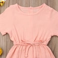thumbnail image 3 of Sylvamorning Infant Baby Romper Solid Color Short Sleeve Elastic Waist Jumpsuit, 3 of 7