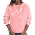 thumbnail image 1 of Penkiiy Blouses pour Femmes Hauts pour Femmes Automne Manches Longues Chandail Ample à Enfiler Chemise Décontractée Dames Imprimé Poitrine Col Rond Chandails Rose Vêtements Y2K, 1 of 8