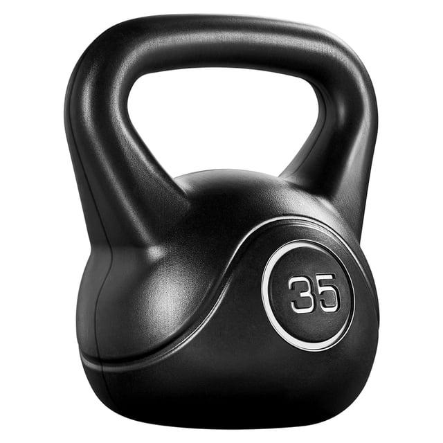 Yaheetech Kettlebell Enduit HDPE de 35 lb pour Entraînements de Force à la Maison, Noir