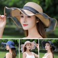 thumbnail image 4 of Sun Hat Color Block Bow Summer Korean Style Dome Hat Headwear, 4 of 10