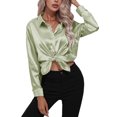 thumbnail image 2 of Innerwin Shirts Long Sleeve Ladies Tunic Tops Office Button Down Soft Blouse Light Green XL, 2 of 5