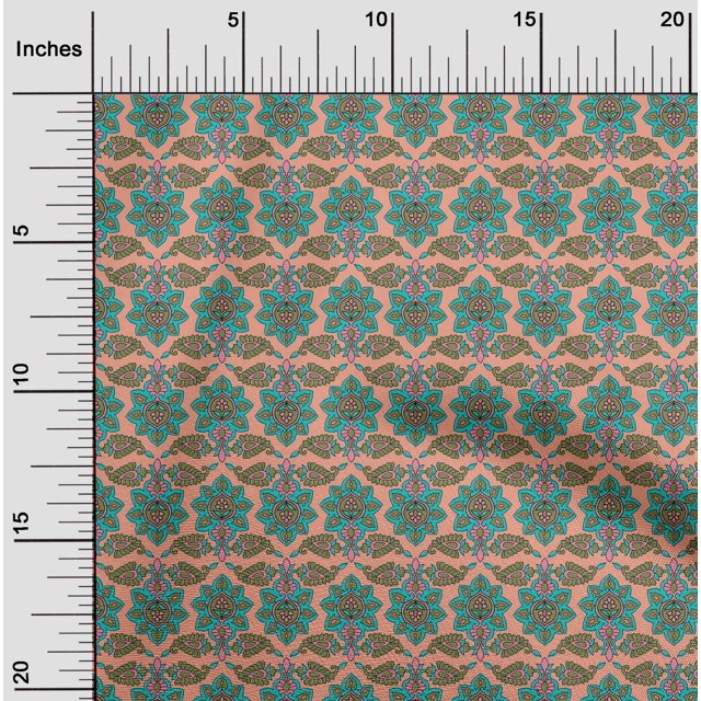 oneOone Polyester Lycra Fabric Floral & Paisley Block Print Fabric By Yard 56 Inch Wide