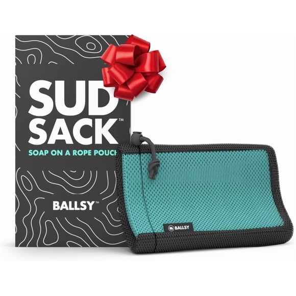 Ballsy Sud Sack Soap Pouch Exfoliating Sponge for Baths and Showers - Compatible with Duke Cannon & Related Bars Blue