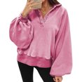 thumbnail image 1 of Chandails à Capuchon de Mode pour Femmes 2023 Mode Manches Longues Col Rabattu Couleur Unie Hauts Amples Blouses Chandails en Molleton 50 % de Rabais Liquidation Costumes Halloween/noël, 1 of 7