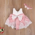 thumbnail image 2 of 2 Pcs Robe pour Nouveau-Née Fille en Dentelle, Robe Tutu de Princesse, Robe de Fête d'Anniversaire et de Vacances + Bandeau, Ensembles 0-24 m, 2 of 5