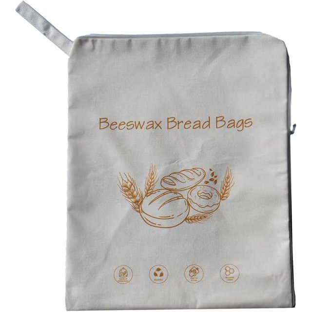 Sac à surface Doublée en Cire d'Abeille, Conception à Fermeture Éclair en L, Verrou Résistant à l'Humidité avec Fermeture Éclair, Utilisé pour Garder le Pain Frais, Sac à Pain Refermable et Réutilisable (1 pcs)