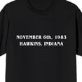 thumbnail image 2 of Bioworld Stranger Things November 6th 1983 Hawkins Indiana Unisex Adult Graphic Tee, 2 of 4