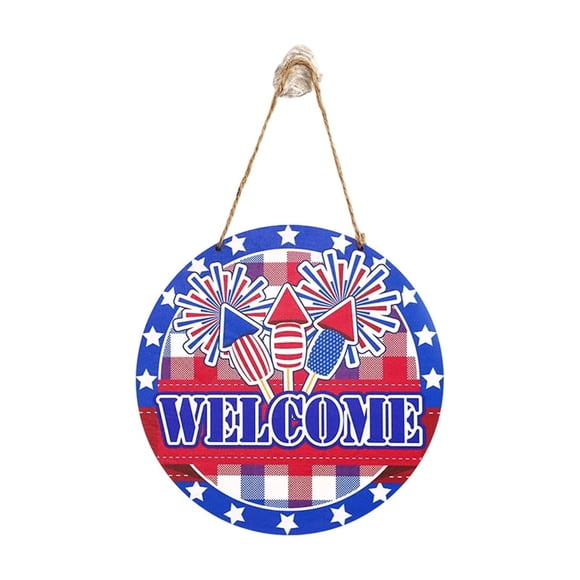 XZNGL Accroche-Porte en Bois du 4 Juillet, Pancarte Décorative Patriotique pour Porte d'Entrée avec Motif de Drapeau des États-Unis, Couleurs Rouge Blanc Bleu pour Célébration de la Fête de l'Indépendance