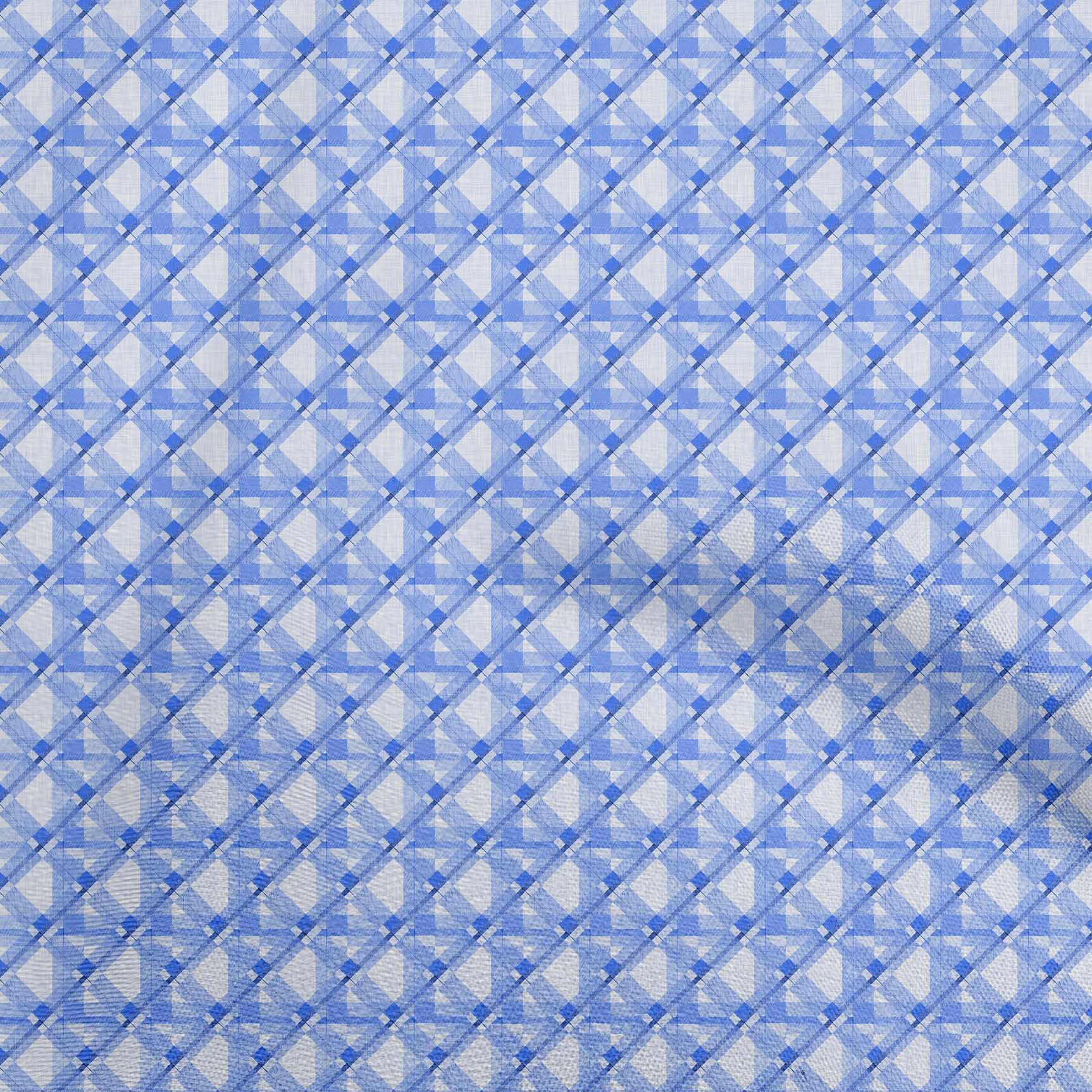 oneOone Rayon Blue Fabric Check Dress Material Fabric Print Fabric By The Yard 56 Inch Wide