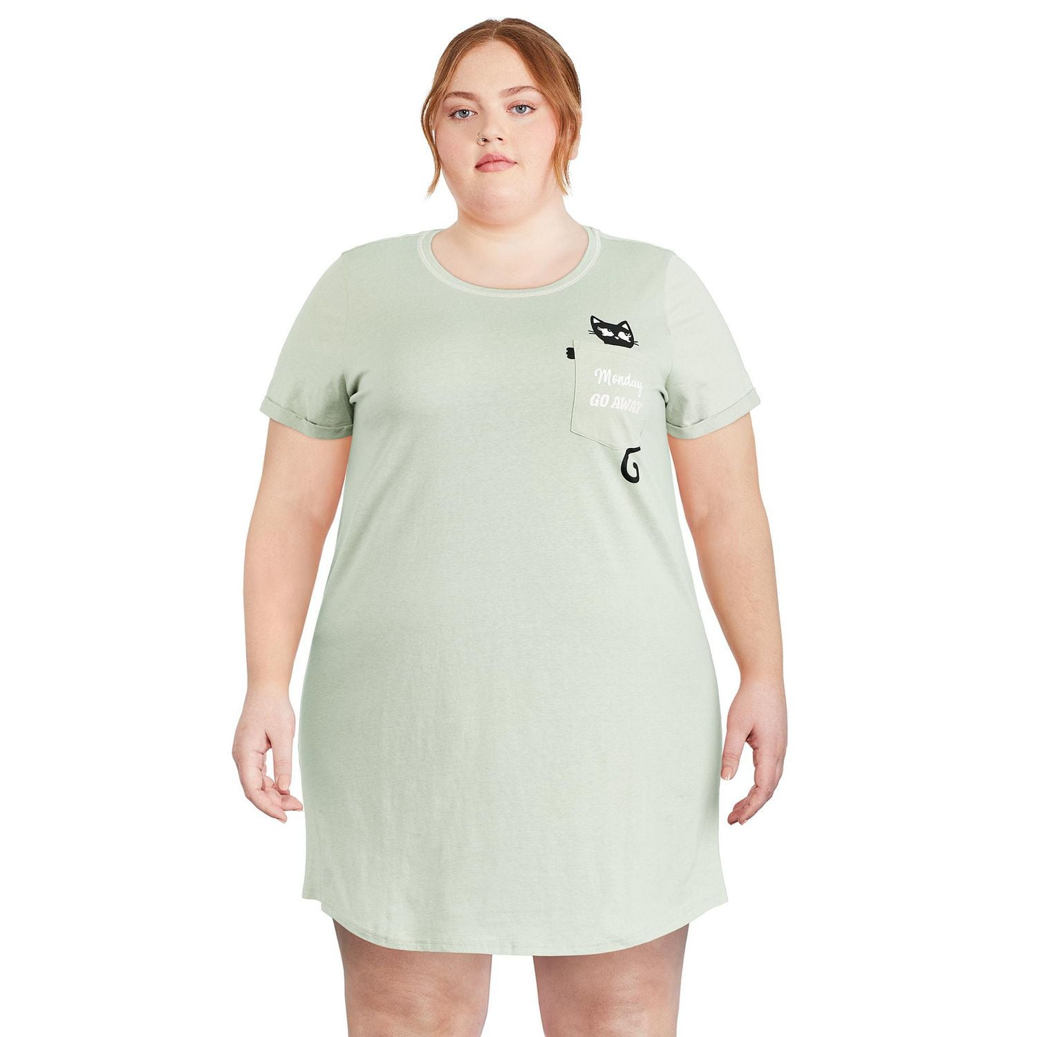 Chemise de nuit à manches roulées George Plus pour femmes