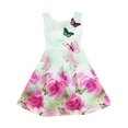 thumbnail image 1 of Robe Fille Imprimé Fleur Rose Broderie Papillon Vert 10 Ans, 1 of 4