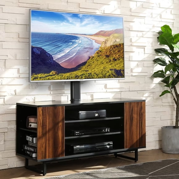 FITUEYES Swivel TV Stand for 32 to 70 inches LED LCD Flat Screen,Height Adjustable Media Console,Modern TV Stand & Entertainment Center for Media (Black)