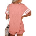 thumbnail image 5 of Ensemble de Pyjama à Rayures pour Femmes, Manches Courtes, Chemise de Nuit avec Shorts, 5 of 5