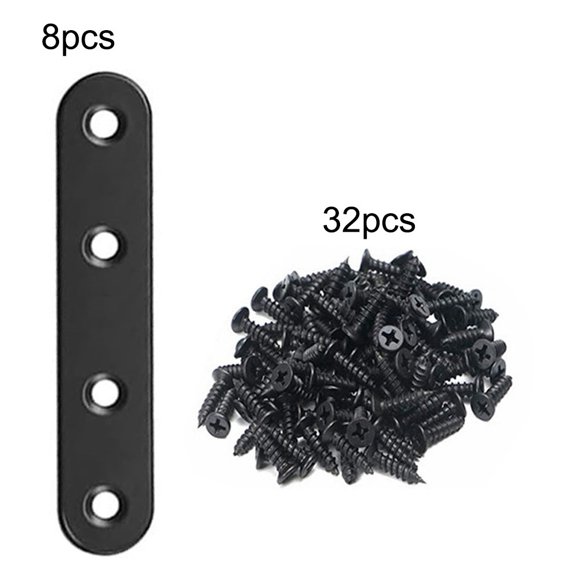 Screwing Kit Black Flat Repair Plates and Self Drilling Screws Set of 36