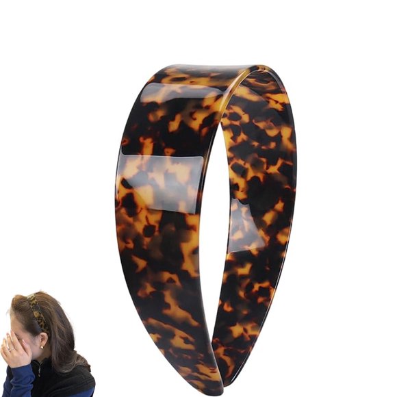 Thick Tortoise Shell Headband with Teeth for Women, 2026 New 1.5in No Slip Wide Retro Plastic Headbands, for Girls (Dark Tortoiseshell)