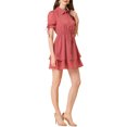 thumbnail image 4 of INSPIRE CHIC Women's Dress Peter Pan Collar Ruffle Cuff A-Line Layered Dress L Watermelon Red, 4 of 7