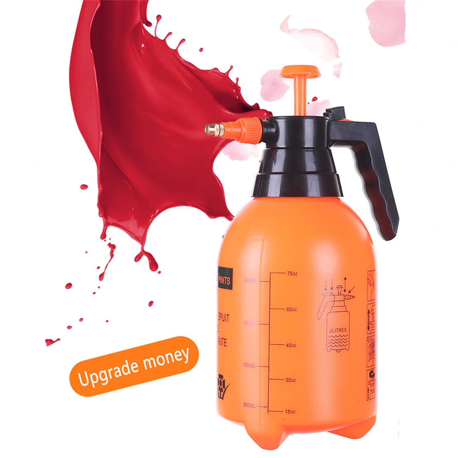 Amzcrzy Condiment Squeeze Bottles 2L Pneumatic Automatic Sprayer Orange Bottle Watering Pot Garden Sprinkler Handheld Pneumatic Watering Can Thickened Watering Can Gardening Spray Watering Pot