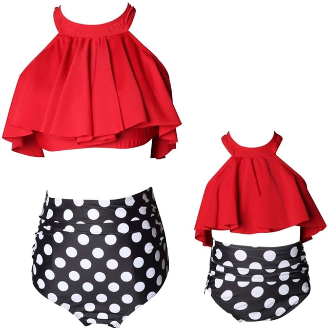 Girls Swimsuit High Waisted Two Pieces Bikini Set Swimwear Bathing Suits