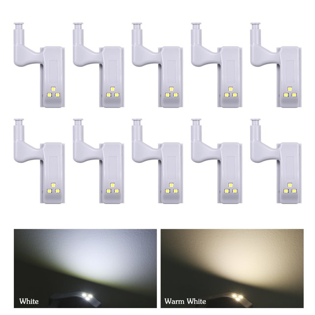 10 PCS LED Sensor Hinge Light Lamp for Kitchen Cabinet Cupboard Closet Wardrobe White