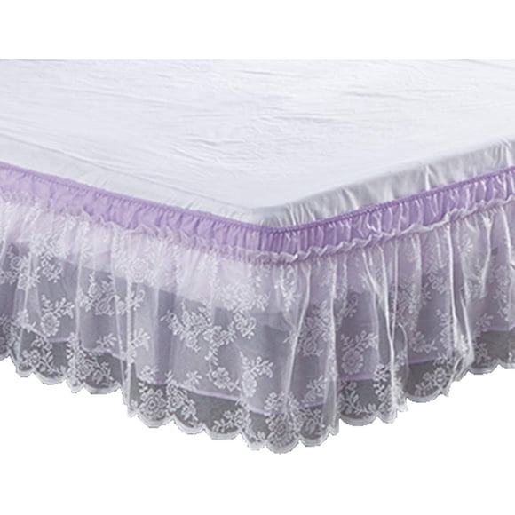 Drap de Lit Enveloppant, Drap de Lit à Volants, Couverture en Molleton, Housse de Lit à Volants (Lavande, Taille : Full)