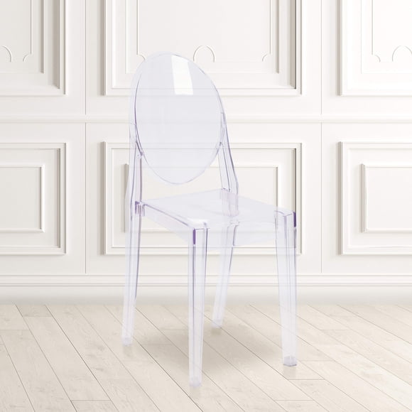 EMMA + OLIVER 4 Pack Ghost Side Chair in Transparent Crystal Stack Chair - Event & Accent Chair