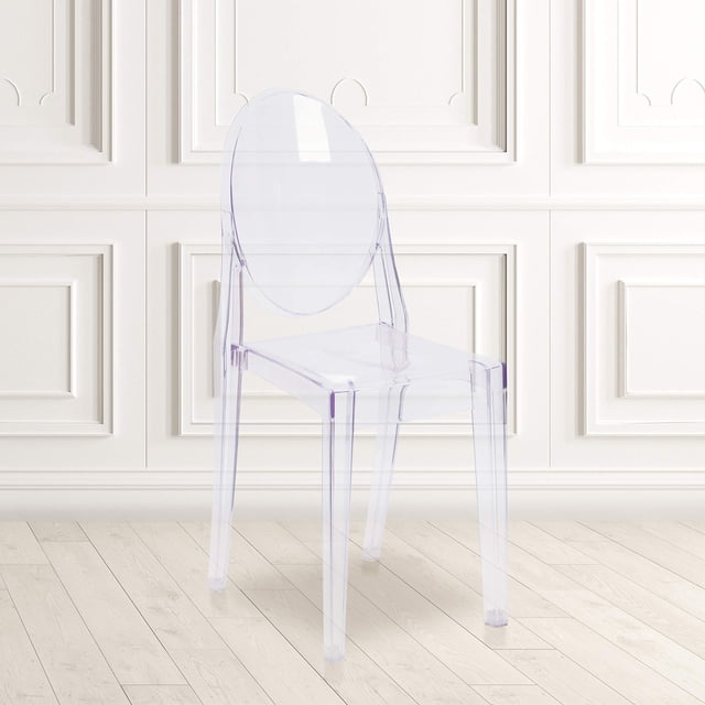 EMMA + OLIVER 4 Pack Ghost Side Chair in Transparent Crystal Stack Chair - Event & Accent Chair