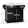 thumbnail image 3 of HOMCOM Kitchen Island avec Dessus en Bois de Caoutchouc Chariot de Service de Cuisine Roulant, 3 of 9
