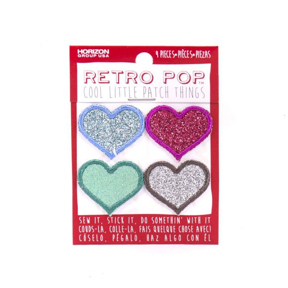 Appliqué Retro Pop, Mini Appliqués Cœur Pailleté, Lot de 4 par Horizon Group USA
