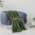 thumbnail image 3 of PiccoCasa Couverture en Molleton Flanelle Douce et Chaude à Grand Ourlet Vert Fougère 50"x60 Pouces, 3 of 9