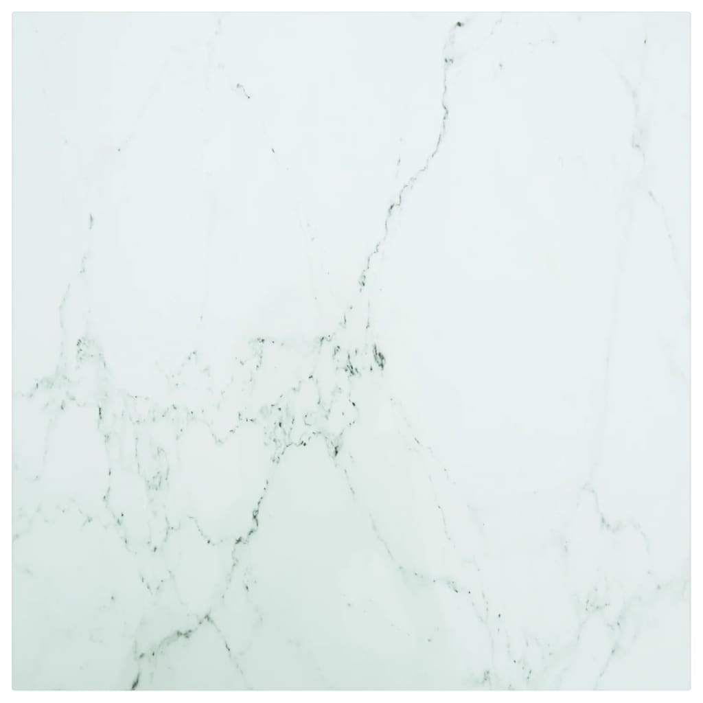 vidaXL Table Top White 60x60 cm 6 mm Tempered Glass with Marble Design