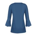 thumbnail image 4 of Babysbule Chemises pour Femmes Tunique Plissée 3/4 Hauts 2025 Tendance Habillée Décontractée Été Col en V Boutons Hauts, 4 of 4