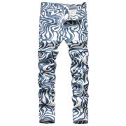 TIMIFIS Jeans for Men Classic Regular Fit Cotton Jean Jeans Fashion Trend Micro Elastic Slim Tie Elastic Small Straight Leg Jeans-Light BlueFall