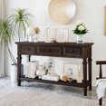thumbnail image 1 of MODERNLUXE Table Console Rétro de 50 Pouces, Table de Sofa, Table d'Entrée avec 3 Tiroirs et Tablette Inférieure Ouverte pour Entrée, Couloir et Salon, Espresso, 1 of 7