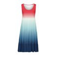 thumbnail image 4 of AherBiu Robe de Plage Grande Taille pour Femmes, Robe d'Été à Dégradé de Couleurs, Froncée, à Volants, Fluide, Midi, Style Camisole, 4 of 5
