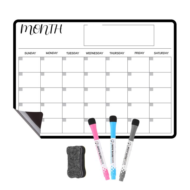 Penkiiy Drys Erasable Calendar, Magnetic Calendar For Fridge,Kitchen White Board Calendar For Refrigerator, Reusable Monthly Weekly Planner, With Eraser,Markers