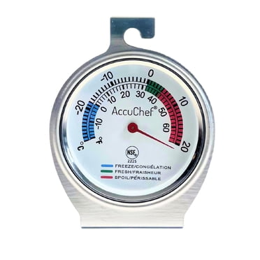 AccuChef freezer/refrigerator thermometer, Stainless Steel, hangs or stands alone, Model 2225