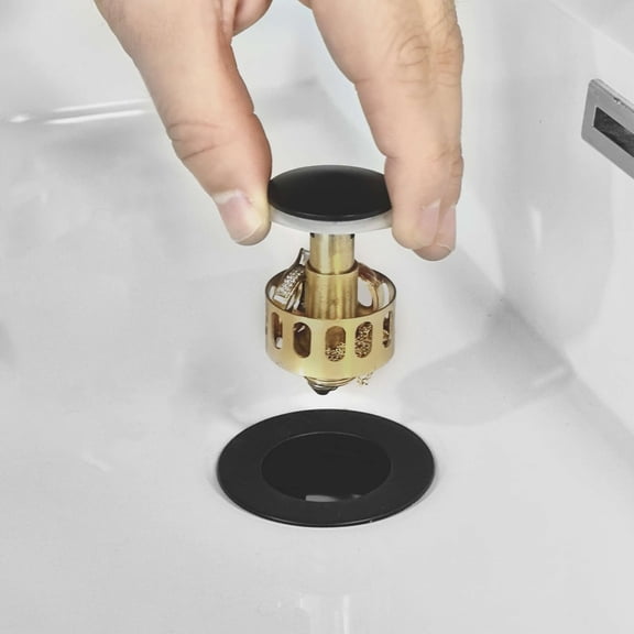 Drain Escamotable Élégant Noir Mat avec Trop-Plein pour Évier Encastré en Porcelaine D-700N2 Ensemble de Deux
