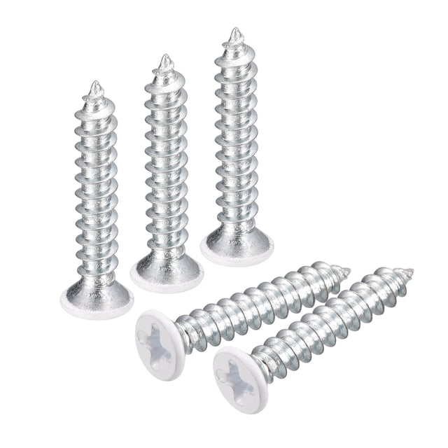 Unique Bargains Vis Blanches ST4x23mm à Taraudage Automatique, Lot de 100 Vis à Tête Plate à Vis Phillips pour le Travail du Bois