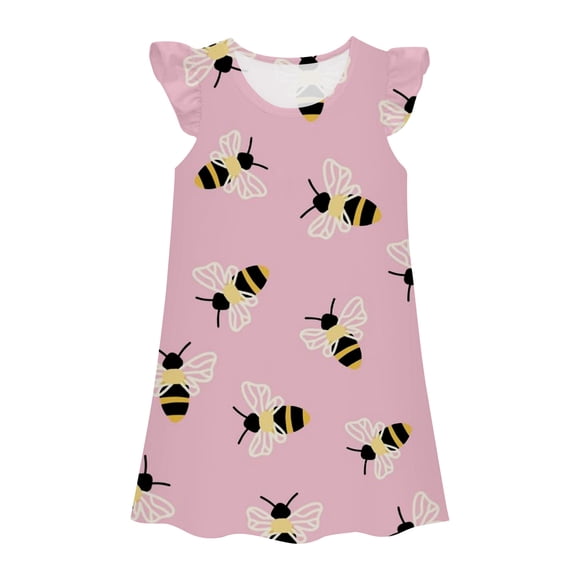 LUOGENLI Dress Kids Girls Fashion Cute Print Princess Dress Gown Toddlers Casual Wear Cute Dresses Dress for Girls Knee Length 9-10 Years