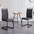 thumbnail image 3 of Noble House Ensemble de 2 chaises de salle à manger en similicuir noir : structure en métal noir, 3 of 10
